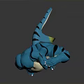 Blue And White Muscular Creature Character With Tail In Hand On Forehead Pose