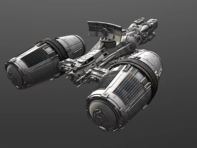 Futuristic Sci Fi Fighter Jet With Twin Engines And Metallic Exterior Design 3d model