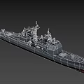 Modern Warship 3D Model With Gray Hull Deck Equipment Antennas And Number 69 3d model