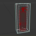 Red Cabinet Enclosed Fire Extinguisher With Safety Warning Label