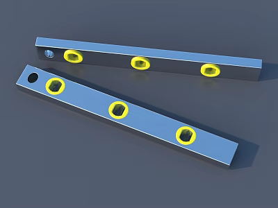 Industrial Spirit Levels With Blue Body Yellow Bubbles And Mounting Holes 3d model