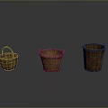 Three Handwoven Baskets in Various Sizes for Daily Household Use