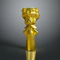 Golden Decorative Furniture Sculpture With Traditional Costume Figure And Flower Accents