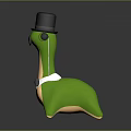 Green Anthropomorphic Character with Top Hat Mustache Bow Tie and Slender Body