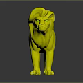 Red Lion 3D Character Model in Standing Pose with Stylized Design and Vibrant Color
