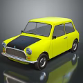 Vintage Yellow Compact Car With Black Hood And Classic Design