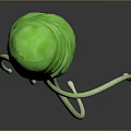 Green Microbial Organ Structure With Hair Like Appendages And Textured Cylindrical Body