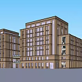 Modern Office Building Exterior Design With Brown Facade And Multiple Windows 3d model