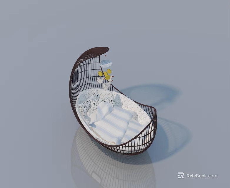 Modern Sofa And Coffee Table Set With Brown Woven Frame White Cushions And Decorative Accents 3d model 