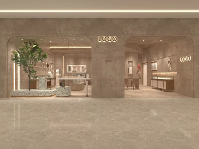 Elegant Luxury Jewelry Store Interior With Glass Display Cases And Warm Ambient Lighting 3d model