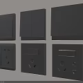 Modern Black Switch Panels With Toggle Switches And Power Sockets Contemporary Design