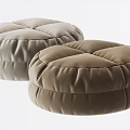 Multiple Soft Fabric Poufs in Various Neutral Tones for Living Room Seating