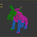 Mythical Game Movie Creature With Horns Spikes Green Yellow Skin And Fangs