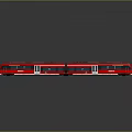 Modern Red Electric Train With Two Carriages On Grey Background And Reflection