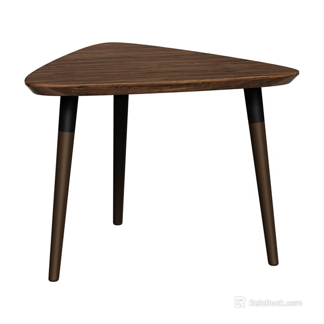 Modern Triangular Wooden Dining Table With Tapered Dark Legs And Simple Design 3d model 
