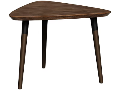 Modern Triangular Wooden Dining Table With Tapered Dark Legs And Simple Design 3d model
