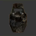 Ancient Rusty Metal Shield as Historical Protective Weapon with Rectangular Hole and Rivets