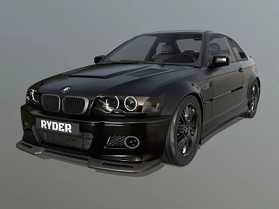 Black BMW Car With RYDER Badge Sporty Exterior And Alloy Wheels 3d model