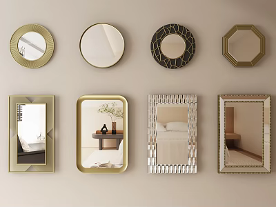 Variety of Stylish Mirrors with Different Shapes for Home Interior 3d model