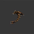 Golden Dragon Mythical Creature Fantasy Character 3D Model With Wings Claws And Spikes