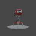 Futuristic Red Weapon with Multiple Barrels and Tripod Base 3D Render Design 3d model