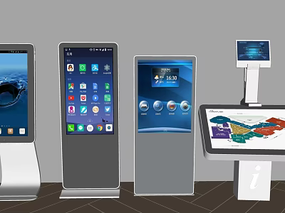 Public Interactive Facilities With Touchscreen Terminals For Digital Information And Navigation 3d model