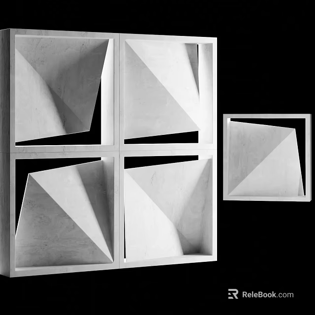 Modern Interior Partition Design With Geometric Shapes And White Panel Sections 3d model