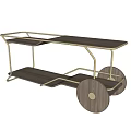 Elegant Modern Sideboard Cabinet With Metal Frame Wooden Top And Wheels