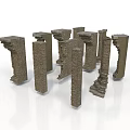 Various Stone Architectural Decorative Elements With Different Shapes And Details 3d model