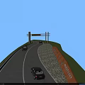 Municipal Road With Vehicles Driving Along Lanes And Roadside Facilities Under Clear Blue Sky