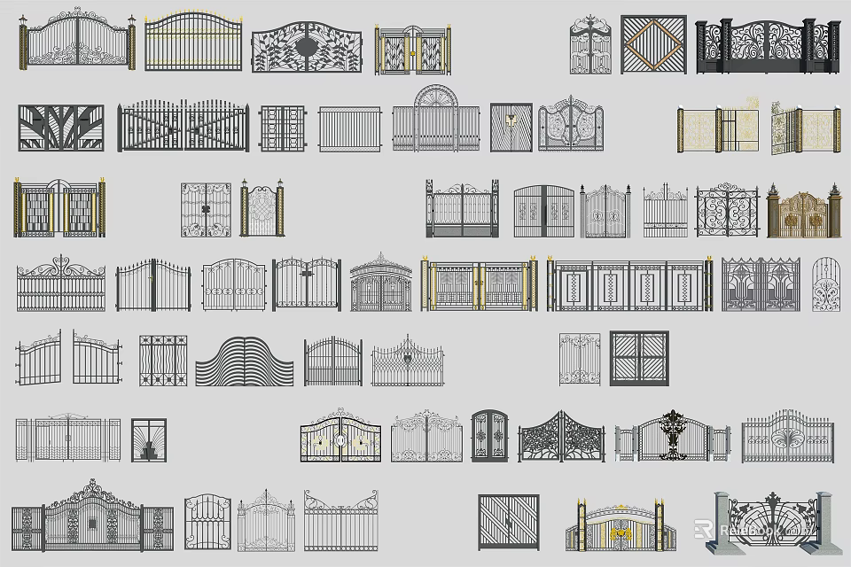 Various Home Gates Design Ideas With Ornate Ironwork And Decorative Patterns 3d model