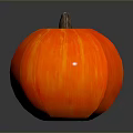 Fresh Striped Orange And Red Pumpkin With Brown Stem On Black Reflective Surface
