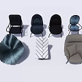 Modern Living Room Single Sofa in Black Blue Gray with Leaf Striped Decor