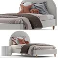 Modern Single Bed With Arched Headboard Soft Decorative Pillows And Knitted Blanket