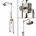 Modern Stainless Steel Shower System With Rainfall Head Handheld Sprayer And Control Knobs 3d model