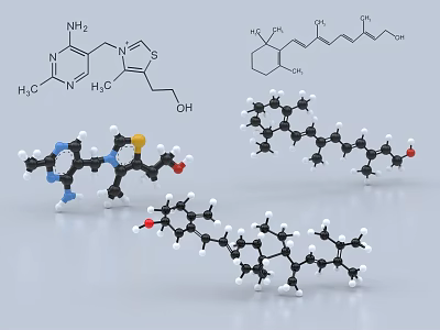 Decorative Ornament Set Featuring 3D Molecular Structure Models with Atomic Details 3d model
