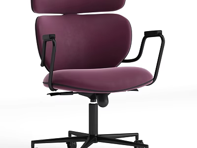 Purple Velvet Office Chair With Adjustable Armrests And Swivel Base Rolling Wheels 3d model