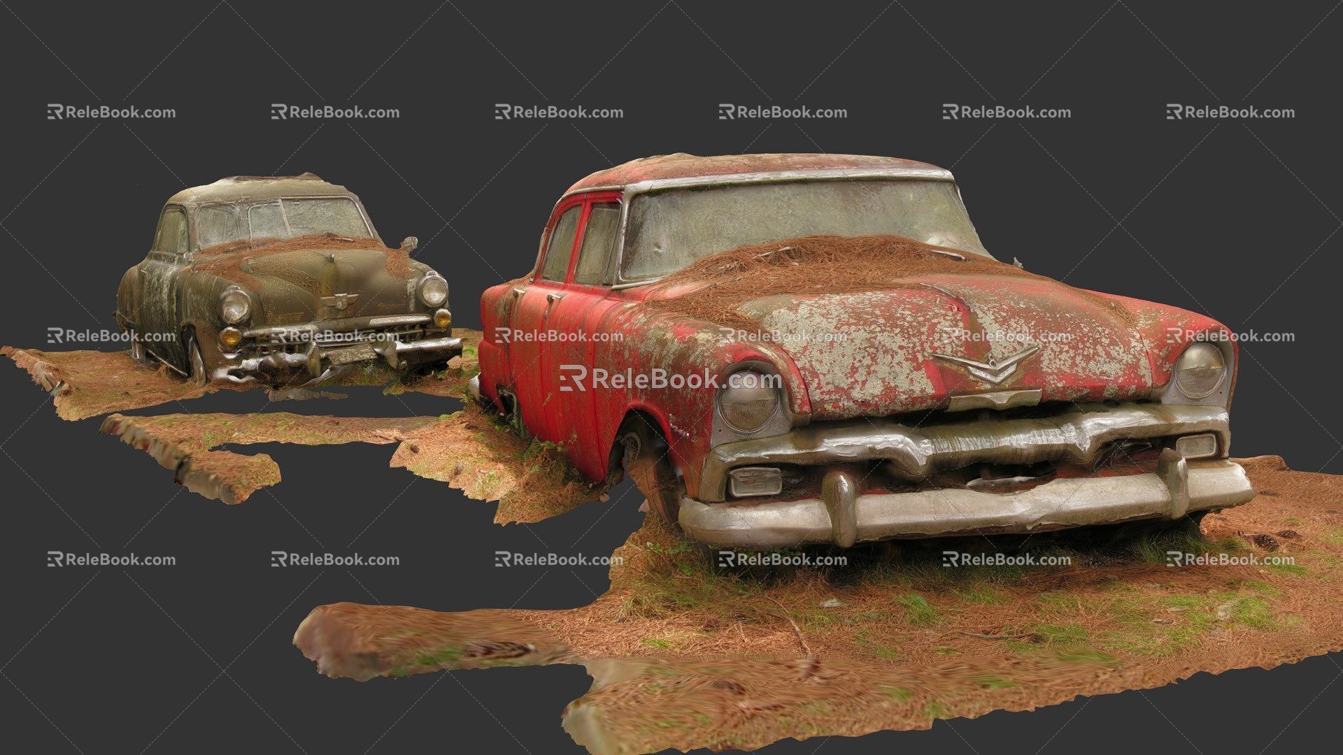 Abandoned cars. 3d model