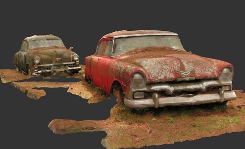 Abandoned cars. 3d model