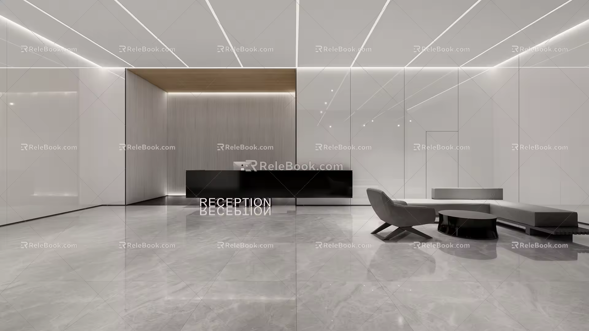 Small office reception lobby 3d model