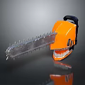 Orange Chainsaw With Black Handle Sharp Blade And Teeth Like Design 3d model