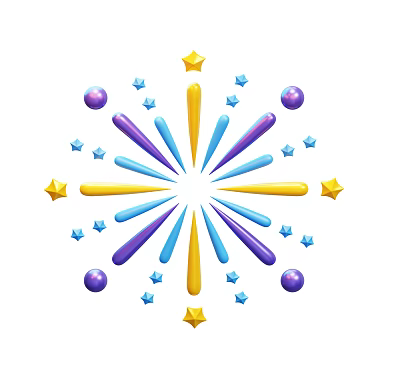 Colorful Sculpture Carving With Radiant Burst Design Yellow Blue Purple Lines Stars And Purple Spheres 3d model