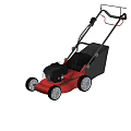 Red Lawn Mower With Black Engine Grass Collection Bag And Wheels 3d model