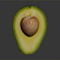 Fresh Halved Avocado With Green Skin Yellow Flesh And Brown Seed