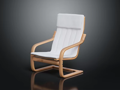 Modern Wooden Frame Chair With White Upholstered Seat Backrest And Armrests 3d model