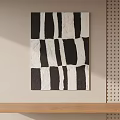 Black And White Abstract Painting On Wall With Perforated Panel Decor 3d model