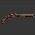Vintage Pistol with Wooden Grip Engraved Metal Barrel and Classic Design Details