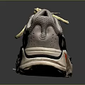 Stylish Modern Sneakers With Gray Upper Orange Accents Yellow Laces And Thick Wavy Sole Design