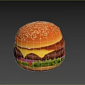 Delicious Hamburger with Sesame Seed Bun Juicy Patty Melted Cheese Lettuce Tomato and Onion