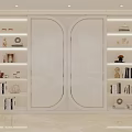 Modern Bookshelf Interior Design With Glass Doors Built In Lighting And Decorative Items